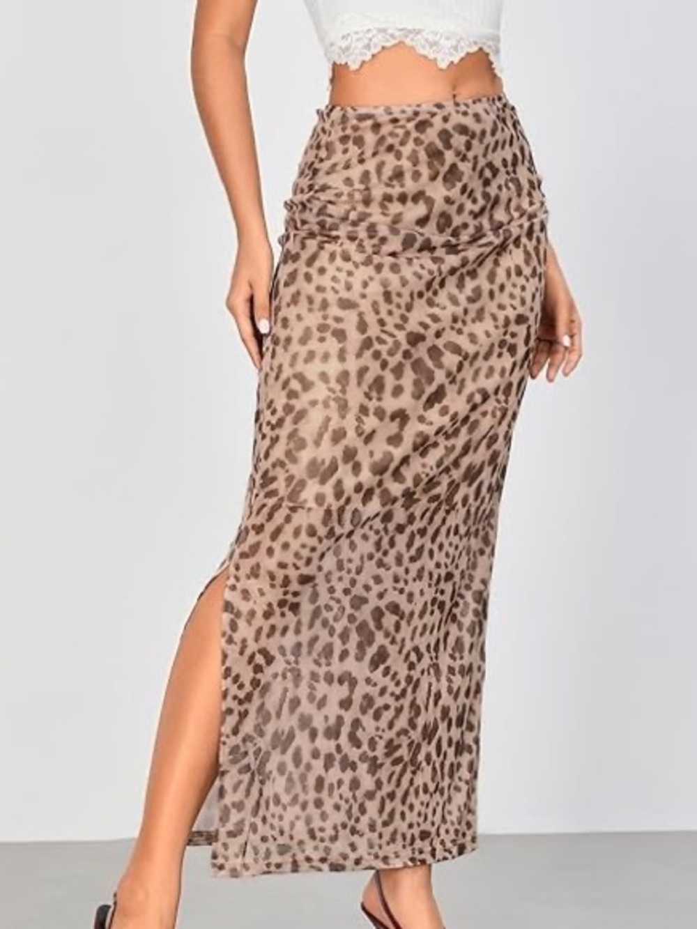 Leopard Print Maxi Skirt in Tan and Brown